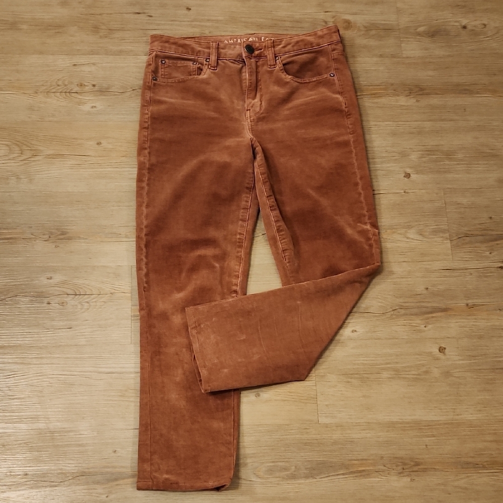 Women's Corduroy Cropped Burnt Orange Jeans